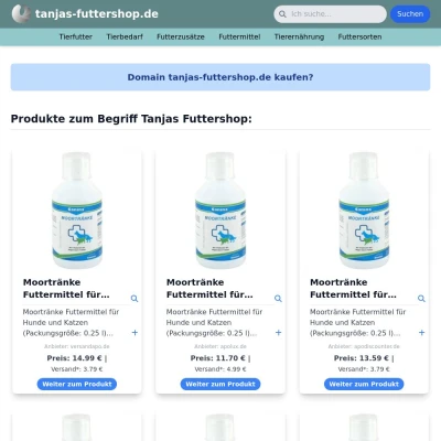 Screenshot tanjas-futtershop.de