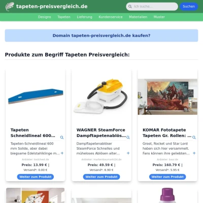 Screenshot tapeten-preisvergleich.de