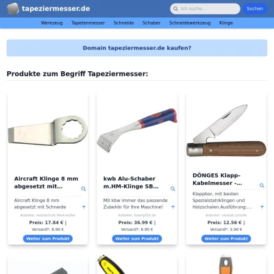 Screenshot tapeziermesser.de