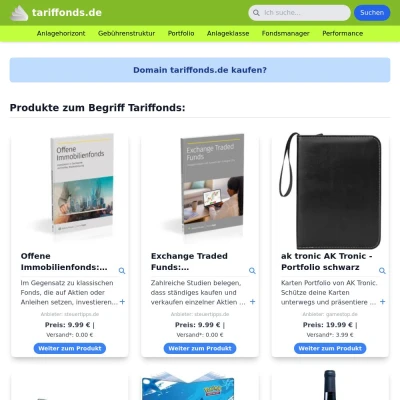 Screenshot tariffonds.de