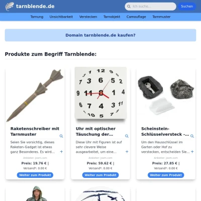 Screenshot tarnblende.de