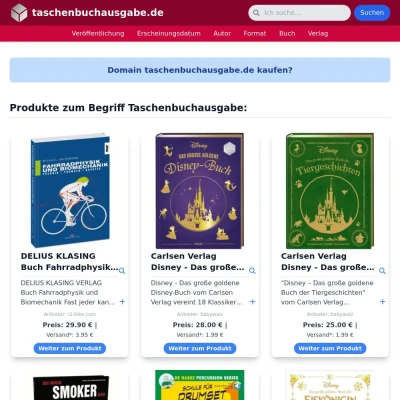 Screenshot taschenbuchausgabe.de