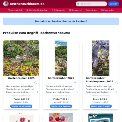 Screenshot taschentuchbaum.de