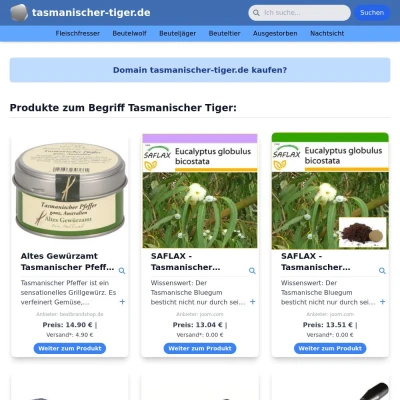 Screenshot tasmanischer-tiger.de