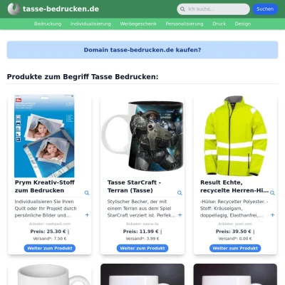 Screenshot tasse-bedrucken.de