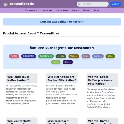 Screenshot tassenfilter.de