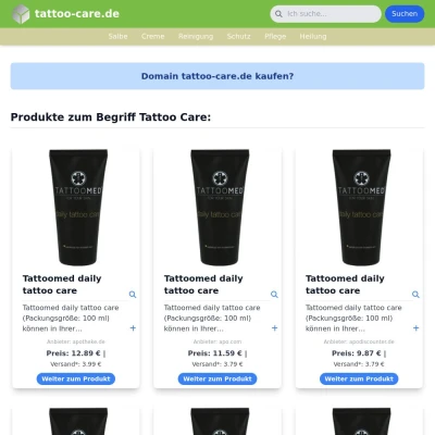 Screenshot tattoo-care.de