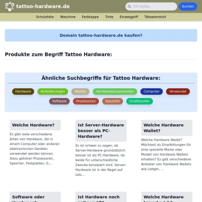 Screenshot tattoo-hardware.de