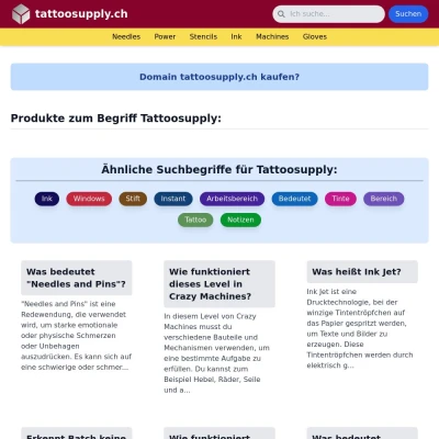 Screenshot tattoosupply.ch