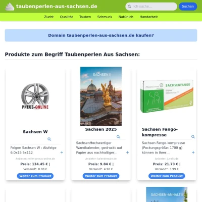 Screenshot taubenperlen-aus-sachsen.de