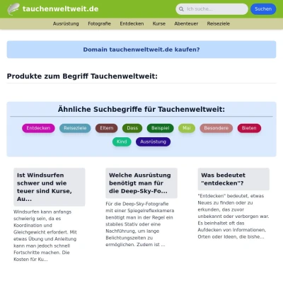 Screenshot tauchenweltweit.de