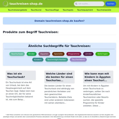 Screenshot tauchreisen-shop.de