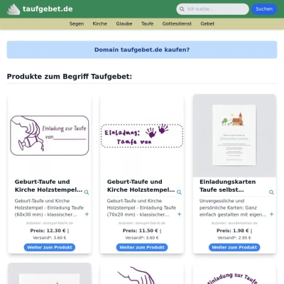 Screenshot taufgebet.de