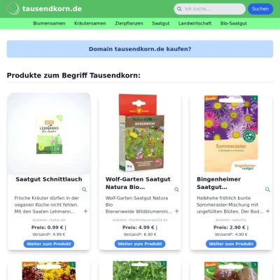 Screenshot tausendkorn.de