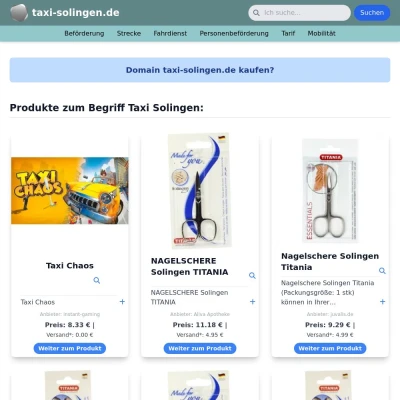Screenshot taxi-solingen.de