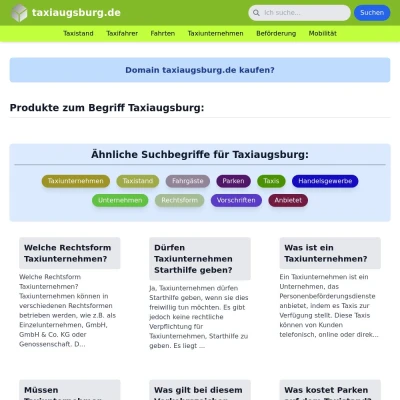 Screenshot taxiaugsburg.de
