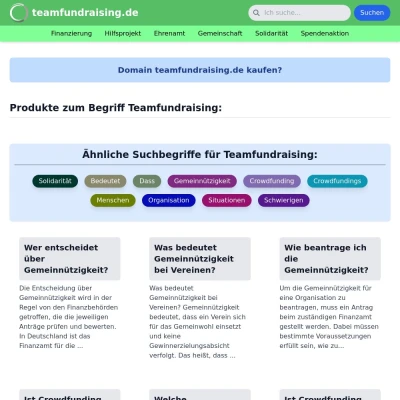 Screenshot teamfundraising.de