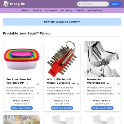 Screenshot tebag.de