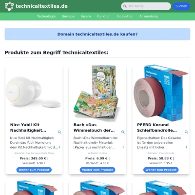 Screenshot technicaltextiles.de