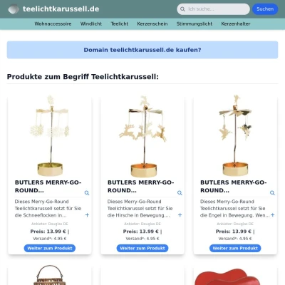 Screenshot teelichtkarussell.de