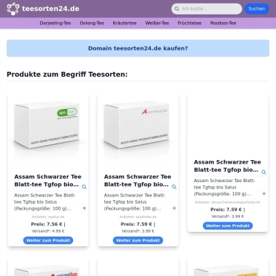 Screenshot teesorten24.de