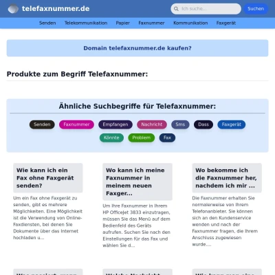 Screenshot telefaxnummer.de