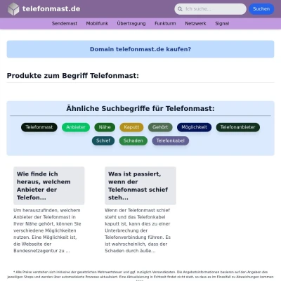 Screenshot telefonmast.de
