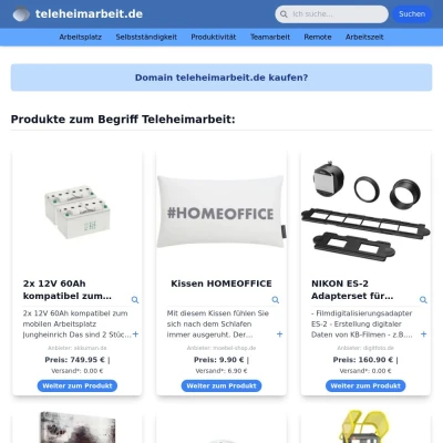 Screenshot teleheimarbeit.de