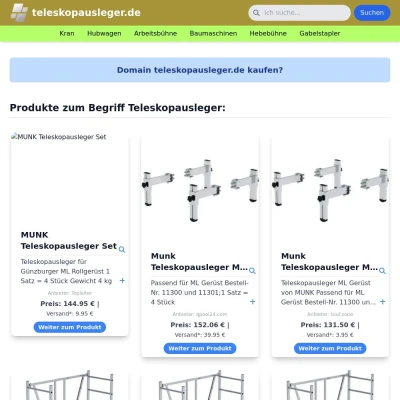 Screenshot teleskopausleger.de