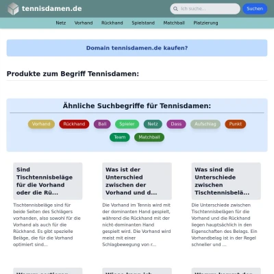 Screenshot tennisdamen.de