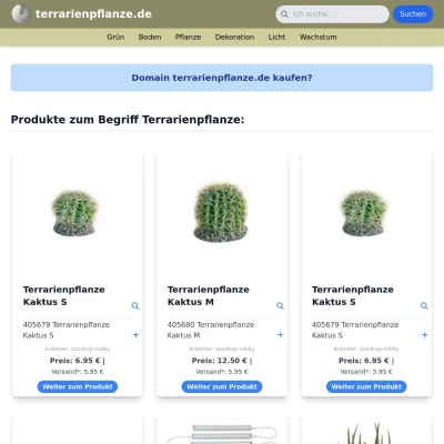 Screenshot terrarienpflanze.de