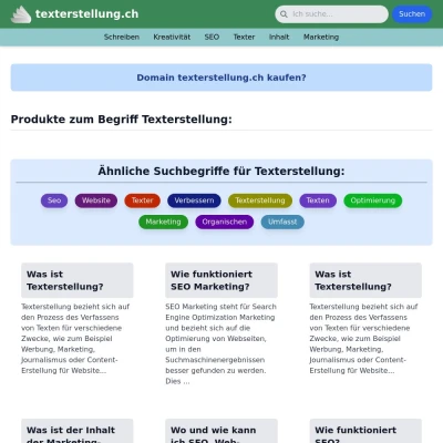 Screenshot texterstellung.ch