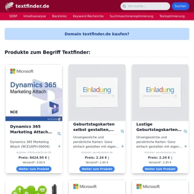 Screenshot textfinder.de