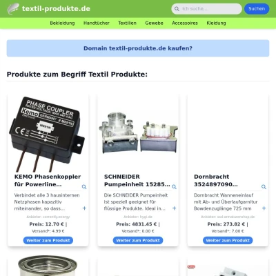 Screenshot textil-produkte.de