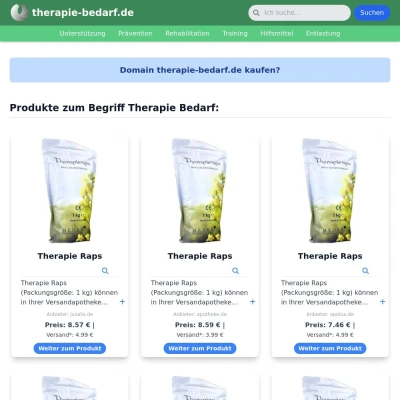 Screenshot therapie-bedarf.de