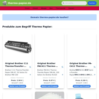 Screenshot thermo-papier.de