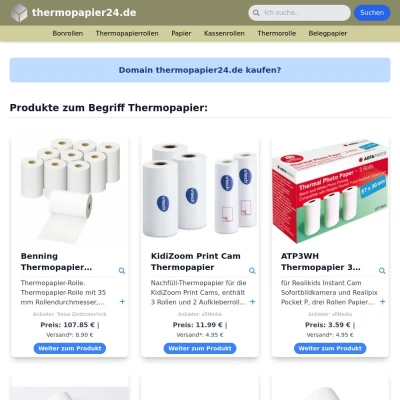 Screenshot thermopapier24.de