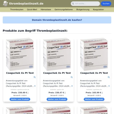 Screenshot thromboplastinzeit.de