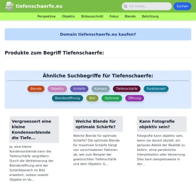 Screenshot tiefenschaerfe.eu