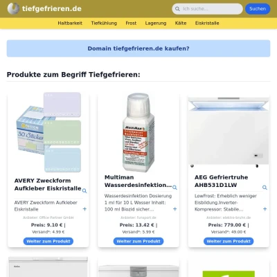 Screenshot tiefgefrieren.de