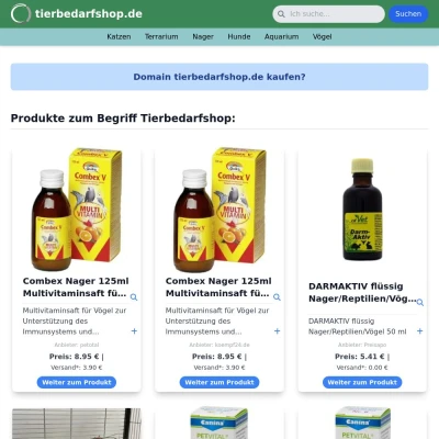 Screenshot tierbedarfshop.de