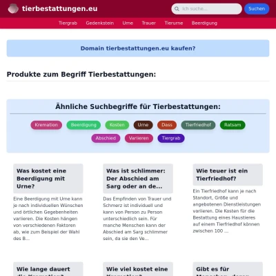 Screenshot tierbestattungen.eu