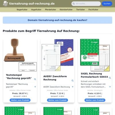 Screenshot tiernahrung-auf-rechnung.de