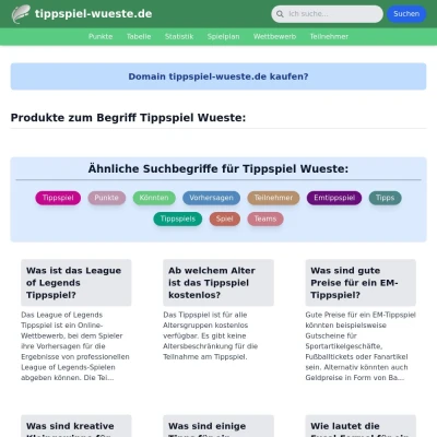 Screenshot tippspiel-wueste.de