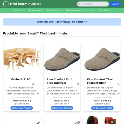 Screenshot tirol-lastminute.de