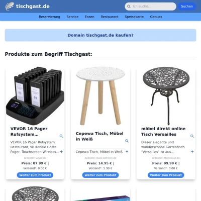 Screenshot tischgast.de