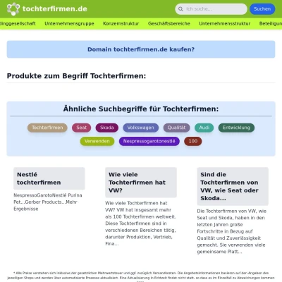 Screenshot tochterfirmen.de