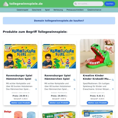 Screenshot tollegewinnspiele.de