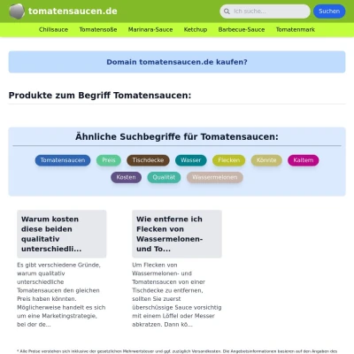 Screenshot tomatensaucen.de