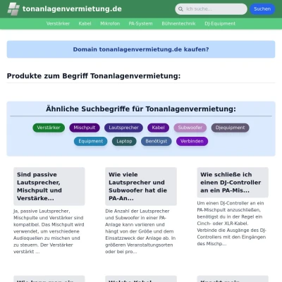 Screenshot tonanlagenvermietung.de